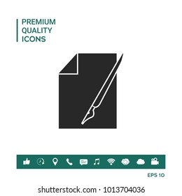 Sheet of paper and fountain pen icon