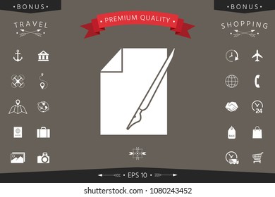 Sheet of paper and fountain pen icon