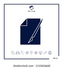 Sheet of paper and fountain pen icon