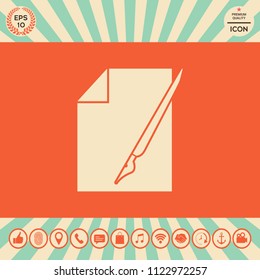 Sheet of paper and fountain pen icon