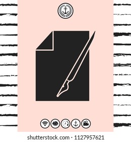 Sheet of paper and fountain pen icon