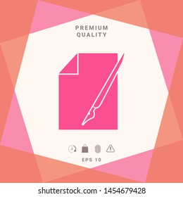 Sheet of paper and fountain pen icon, elements for your design
