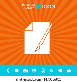 Sheet of paper and fountain pen icon. Graphic elements for your design