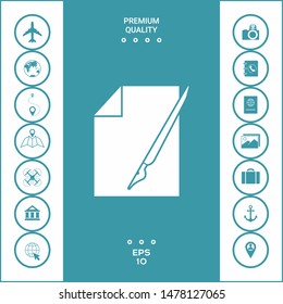 Sheet of paper and fountain pen icon. Graphic elements for your design