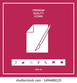 Sheet of paper and fountain pen icon. Graphic elements for your design