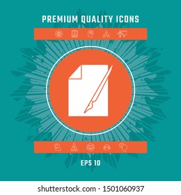 Sheet of paper and fountain pen icon. Graphic elements for your design