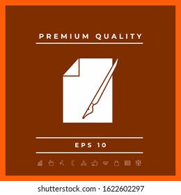 Sheet of paper and fountain pen icon. Graphic elements for your design