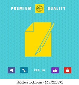 Sheet of paper and fountain pen icon. Graphic elements for your design
