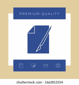 Sheet of paper and fountain pen icon. Graphic elements for your design