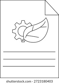 A sheet of paper with a gear leaf and horizontal lines for writing on Corner is folded