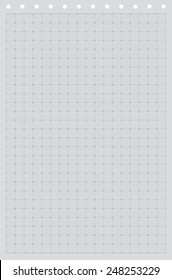 Sheet of paper grid notebook in graph style. Template plotting paper background similar to paper. Eps10 vector illustration