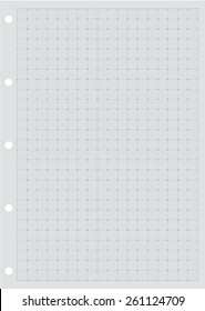 Sheet of paper grid notebook in graph style. Template plotting paper background similar to paper. Eps10 vector illustration