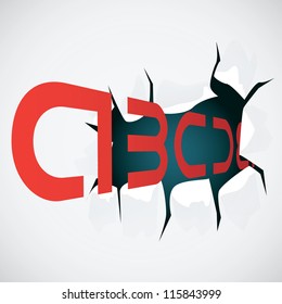 Sheet of paper with a hole and letters - illustration