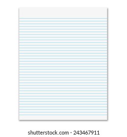 Sheet of paper in line with shadow on white background