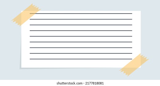 A sheet of paper in a line is taped to a gray wall. Flat vector illustration. Eps10.