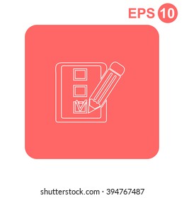 A sheet of paper with a mark vector icon.