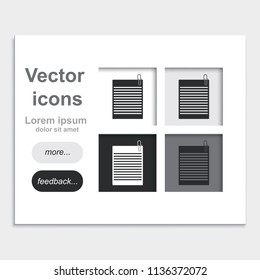 Sheet of paper and a metal paper clip placed on web page template flat vector icon.
