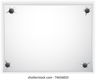 sheet of paper nailed to the wall