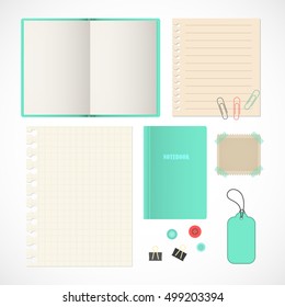 Sheet of paper, notebook, exercise book, vector illustration