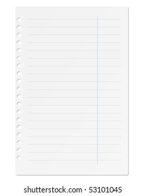 Sheet of paper notebook on a white background. Vector.