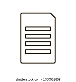 Sheet of paper with notes Icon on white background. Trendy flat style for graphic design, web-site. EPS 10.