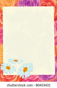 Sheet of paper on a flower background, file EPS.8 illustration.