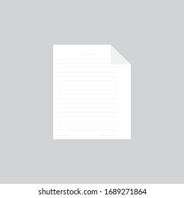 Sheet of paper on gray background, vector illustration
