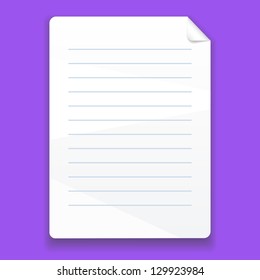 sheet of paper on a purple background