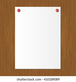 Sheet of paper on wooden desk. Vector illustration