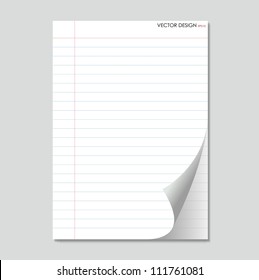 Sheet of paper. Paper page with curl, vector illustration.