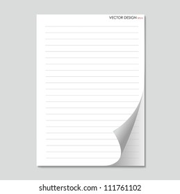 Sheet of paper. Paper page with curl, vector illustration.