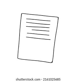 Sheet of paper, page linear illustration. Outline image. Vector.