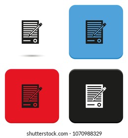 Sheet of paper and pen flat vector icon.
