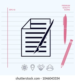Sheet of paper and pen icon