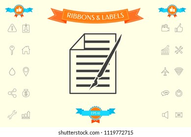 Sheet of paper and pen icon