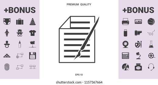 Sheet of paper and pen icon - graphic elements for your design