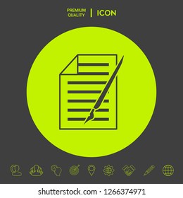 Sheet of paper and pen icon. Graphic elements for your design