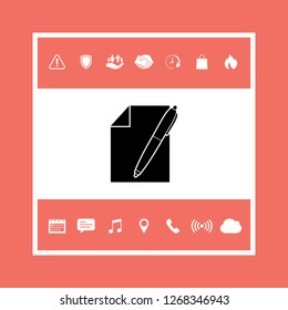 Sheet of paper and pen icon. Graphic elements for your design