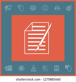 Sheet of paper and pen icon. Graphic elements for your design