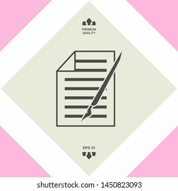 Sheet of paper and pen icon. Graphic elements for your design