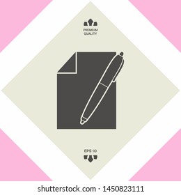 Sheet of paper and pen icon. Graphic elements for your design