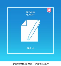 Sheet of paper and pen icon. Graphic elements for your design