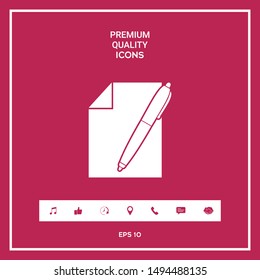 Sheet of paper and pen icon. Graphic elements for your design