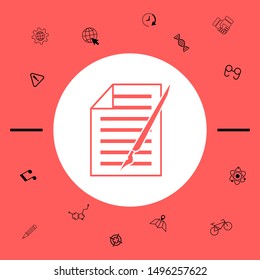 Sheet of paper and pen icon. Graphic elements for your design