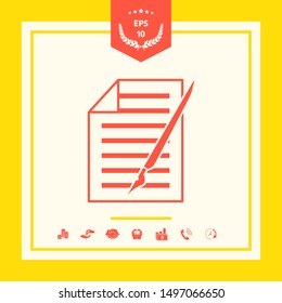 Sheet of paper and pen icon. Graphic elements for your design