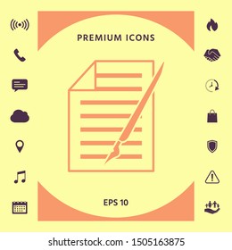 Sheet of paper and pen icon. Graphic elements for your design