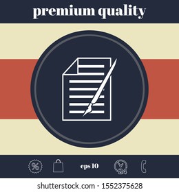 Sheet of paper and pen icon. Graphic elements for your design