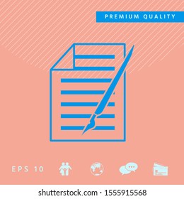 Sheet of paper and pen icon. Graphic elements for your design