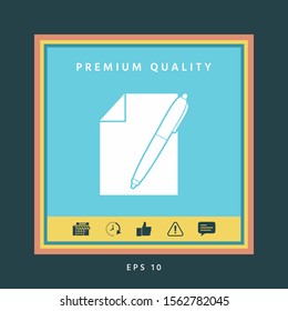 Sheet of paper and pen icon. Graphic elements for your design