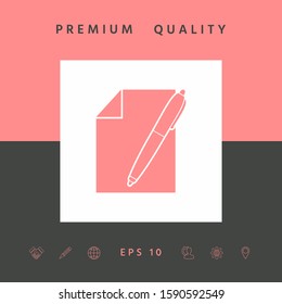 Sheet of paper and pen icon. Graphic elements for your design